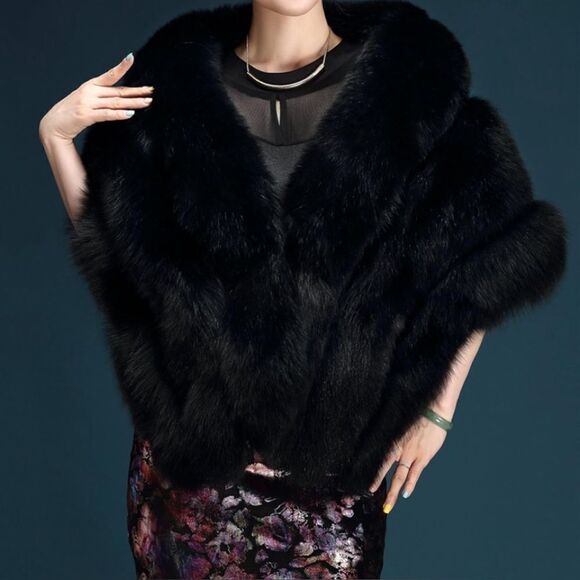 Caracilua OS women's luxury faux fur jacket/wrap/cape/shawl for wedding party - Picture 2 of 11